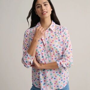 UNTUCKit Natalie Multicolor Heart Pattern Shirt 10